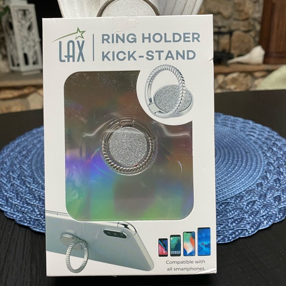 Lax Ring Phone Holder Kick-Stand Elegant Silver - Picture 3 of 3